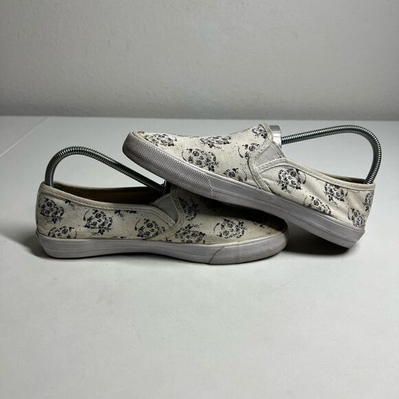 Women' American Eagle Sneakers 7 Casual Flats Canvas Skull Slip On Model #3351 - Picture 9 of 11